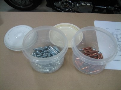 A closeup of the first of many clecos.